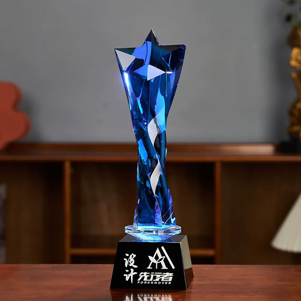 螺旋扭面水晶颁奖奖杯 企业赛事荣誉纪念摆件 - Trofeo de Cristal K9 Diamante Columna Retorcida Adorno Premiado Grabado Personalizado 1